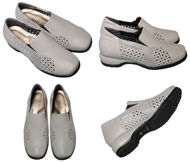 【靴のHOSHIKAWA】  『MODE NINE 2330』 モードナイン スリッポン 21.5cm〜25cm EEEE ライトグレー スクエアトゥ フラット底 防滑 本革 日本製