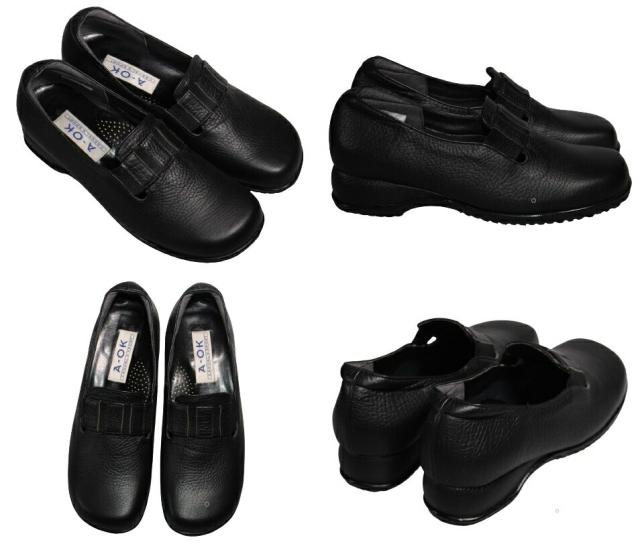 【靴のHOSHIKAWA】  『A-OK 3820』 エーオーケー スリッポン 21.5cm〜24.5cm EEEE ブラウン カジュアル レディース ローヒール 外反母趾対応 牛革 国産