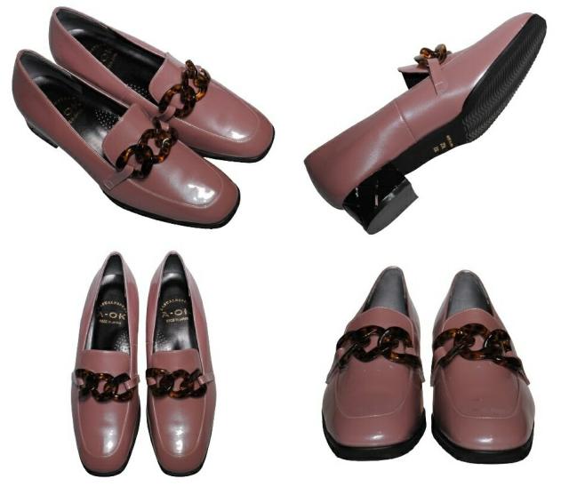 【靴のHOSHIKAWA】  『A-OK 4507』 エーオーケー ローファー 21.5cm〜24.5cm EEE ラベンダーエナメル カジュアル レディース スクエアトゥ 牛革 日本製