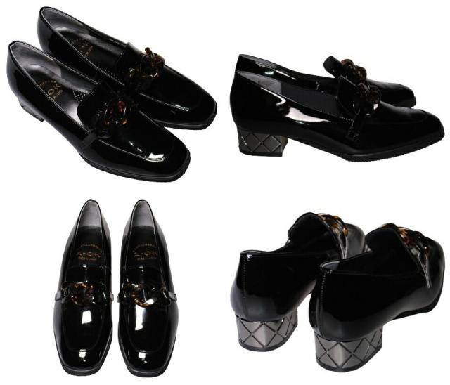 【靴のHOSHIKAWA】  『A-OK 4507』 エーオーケー ローファー 21.5cm〜24.5cm EEE ラベンダーエナメル カジュアル レディース スクエアトゥ 牛革 日本製