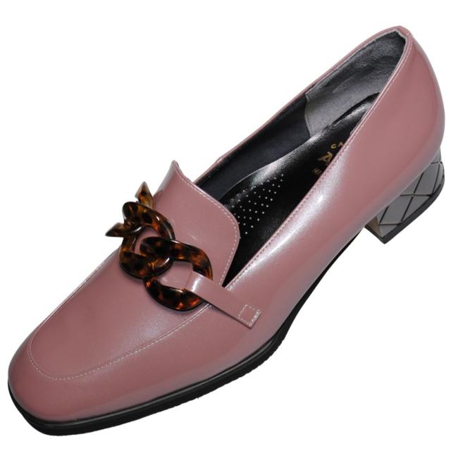 【靴のHOSHIKAWA】  『A-OK 4507』 エーオーケー ローファー 21.5cm〜24.5cm EEE ラベンダーエナメル カジュアル レディース スクエアトゥ 牛革 日本製