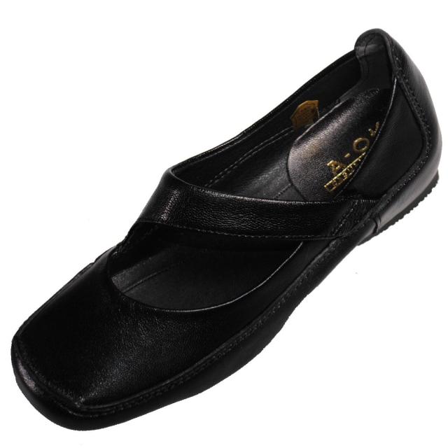 【靴のHOSHIKAWA】  『A-OK 5110』 エーオーケー スリッポン 22cm〜24.5cm レディース ブラック スクエアトゥ インヒール ベルト 本革