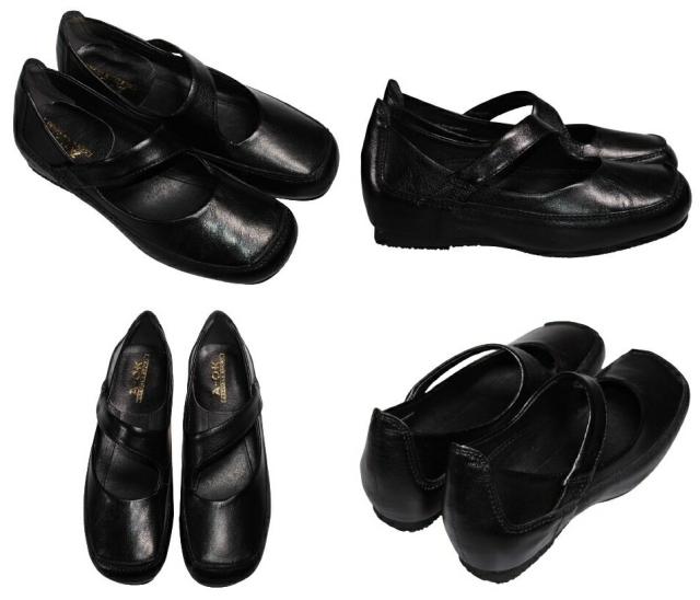 【靴のHOSHIKAWA】  『A-OK 5110』 エーオーケー スリッポン 22cm〜24.5cm レディース ブラック スクエアトゥ インヒール ベルト 本革