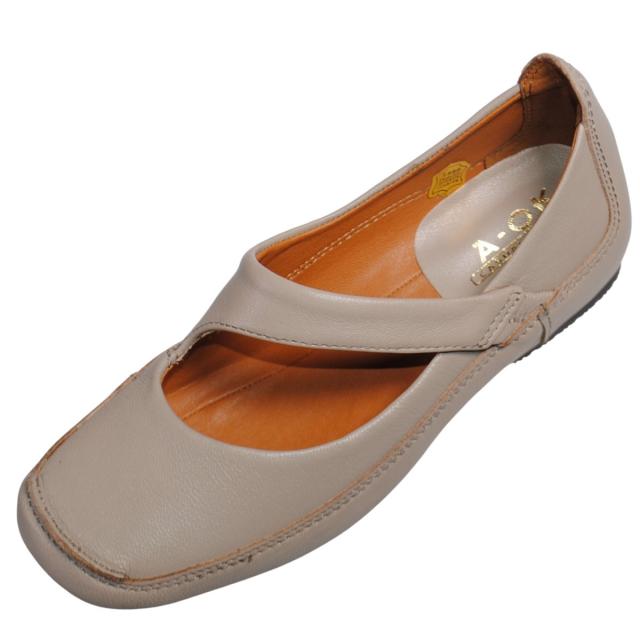 【靴のHOSHIKAWA】  『A-OK 5110』 エーオーケー スリッポン 22cm〜24.5cm レディース ライトグレー スクエアトゥ インヒール ベルト 本革