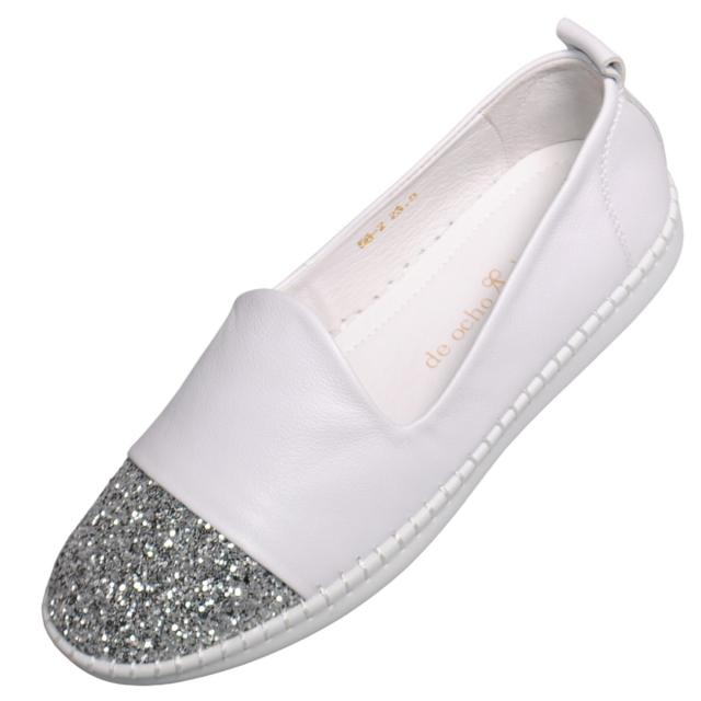 【靴のHOSHIKAWA】  『de ocho A de ocho 58-2』 デオチョアデオチョ スリッポン 22cm〜24.5cm レディース ホワイト スニーカー スリッポン 本革