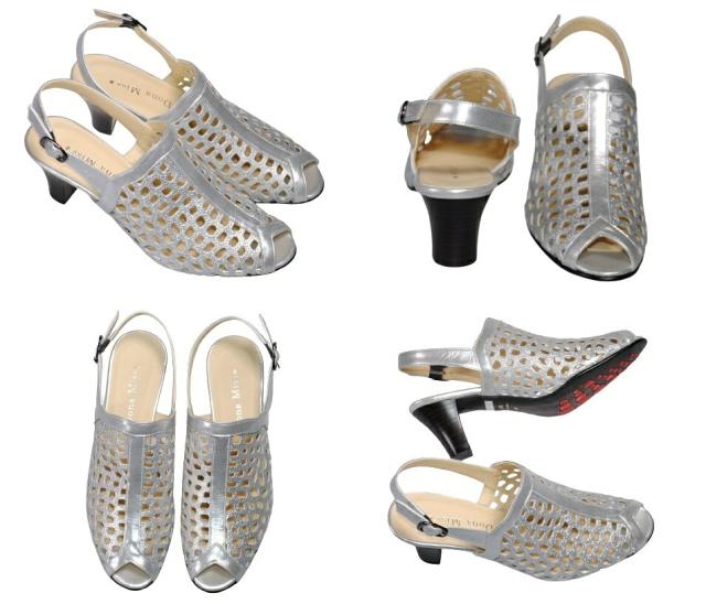 【靴のHOSHIKAWA】  『Dona Miss 6463』 ドナミス パックベルトサンダル 21.5cm〜24.5cm EEE ブラック パンチング オープントゥ ヒール 日本製 本革 春夏