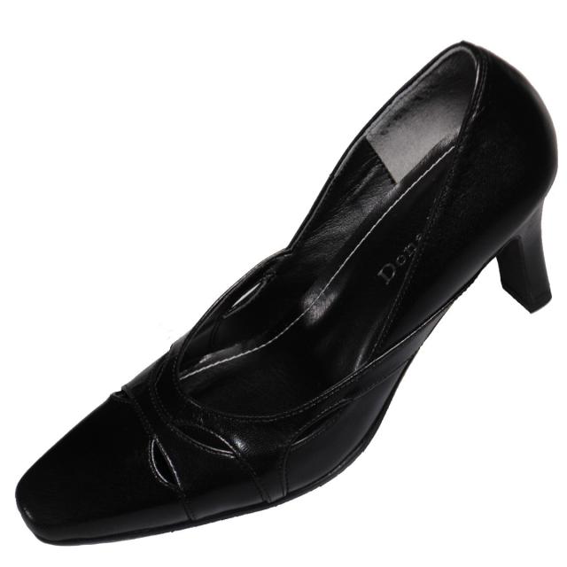 【靴のHOSHIKAWA】  『Dona Miss 6583』 ドナミス パンプス 21.5cm〜24.5cm EEE ヒール ポインテッドトゥ ブラック 日本製 本革