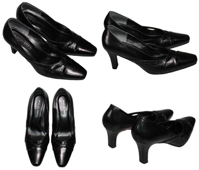 【靴のHOSHIKAWA】  『Dona Miss 6583』 ドナミス パンプス 21.5cm〜24.5cm EEE ヒール ポインテッドトゥ ブラック 日本製 本革