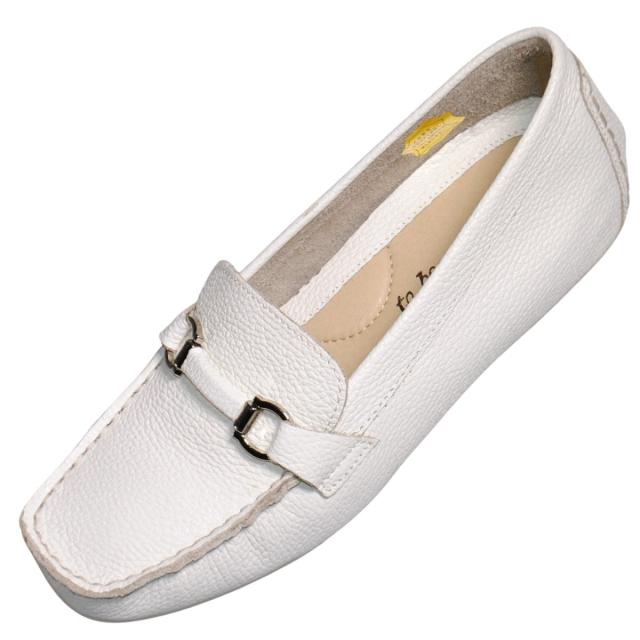 【靴のHOSHIKAWA】  『to be continued 70022』 22.5cm〜24.5cm EEE レディース ドライビングシューズ ホワイト スリッポン 牛革 カジュアル オールシーズン
