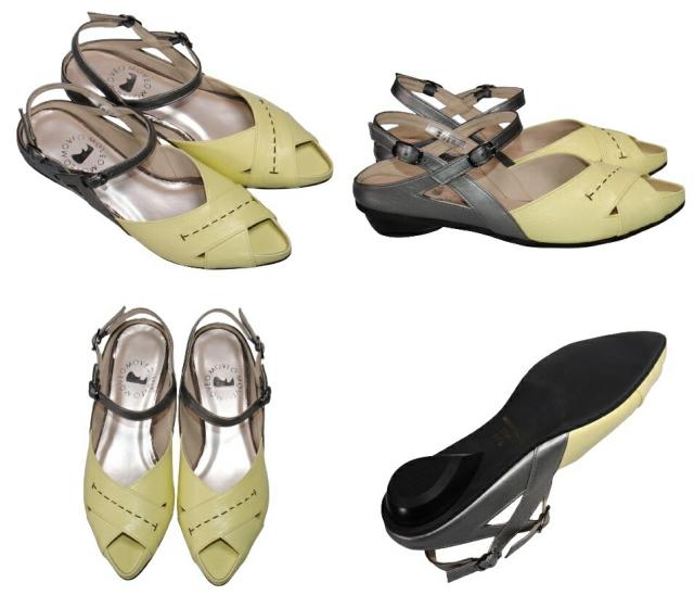 【靴のHOSHIKAWA】  『MOVEO 7018』 モベオ サンダル 22cm〜24.5cm EEE ローヒール ストラップ イエロー 日本製 本革 幅広 春夏