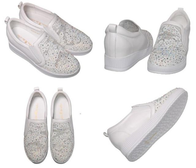 【靴のHOSHIKAWA】  『de ocho A de ocho 816-29』 デオチョアデオチョ スリッポン 22cm〜24.5cm レディース ブラック レザースニーカー ラインストーン 厚底 本革