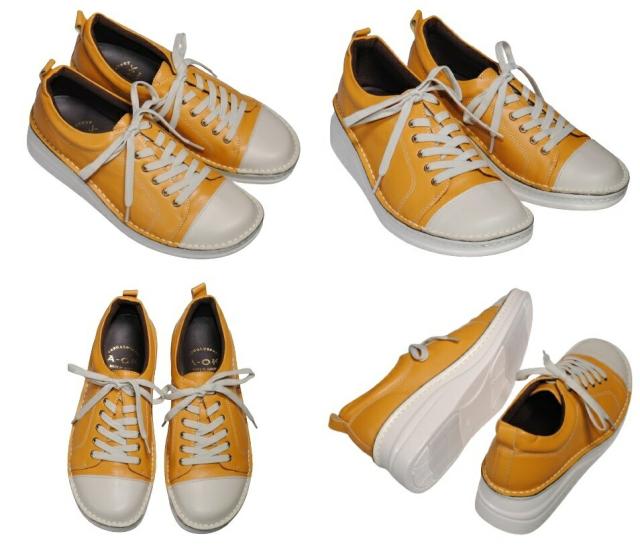 【靴のHOSHIKAWA】  『A-OK 8480W』 エーオーケー スニーカー 22cm〜24.5cm レディース ブラック レースアップ 天然皮革 厚底 日本製 牛革