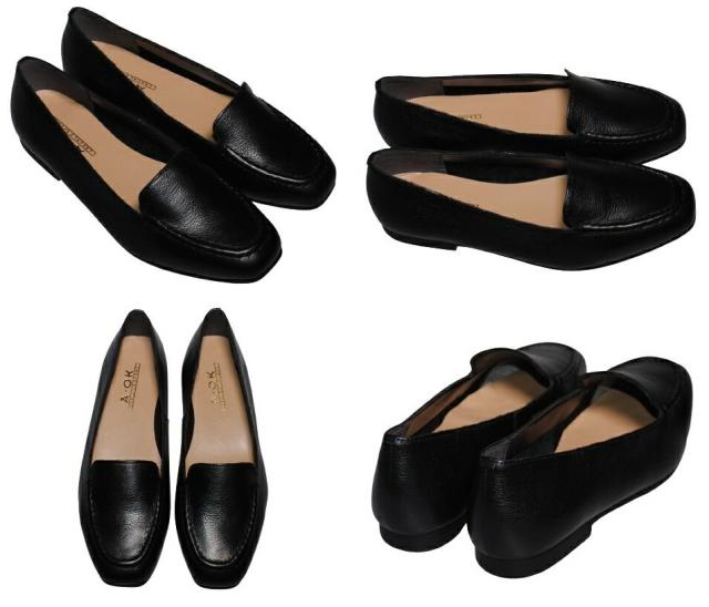 【靴のHOSHIKAWA】  『A-OK 8481』 エーオーケー ローファー 22.5cm〜24.5cm レディース スリッポン Lピンクベージュ ローヒール ゴム底 踵が低い 牛革