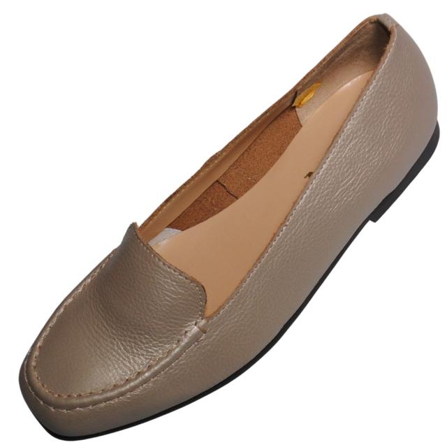 【靴のHOSHIKAWA】  『A-OK 8481』 エーオーケー ローファー 22.5cm〜24.5cm レディース スリッポン Lピンクベージュ ローヒール ゴム底 踵が低い 牛革