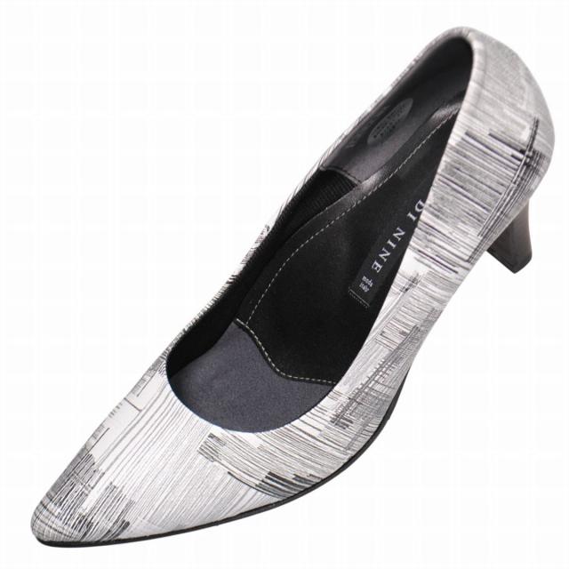 【靴のHOSHIKAWA】  『NINE DI NINE 8520』 ナインディナイン パンプス 21.5cm〜25cm EEE モノクロ レディース ヒール カジュアル 本革 国産