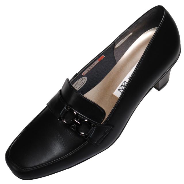 【靴のHOSHIKAWA】  『Yukiko Kimijima 8809』 ユキコキミジマ パンプス 22cm〜24.5cm EEE レディース ブラック ローファー レザー ローヒール 国産