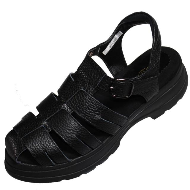 【靴のHOSHIKAWA】  『Monet 881309』 グルカサンダル モネ 21.5cm〜24.5cm EEEE レディース ブラック カジュアル オープントゥ 日本製 本革 春夏