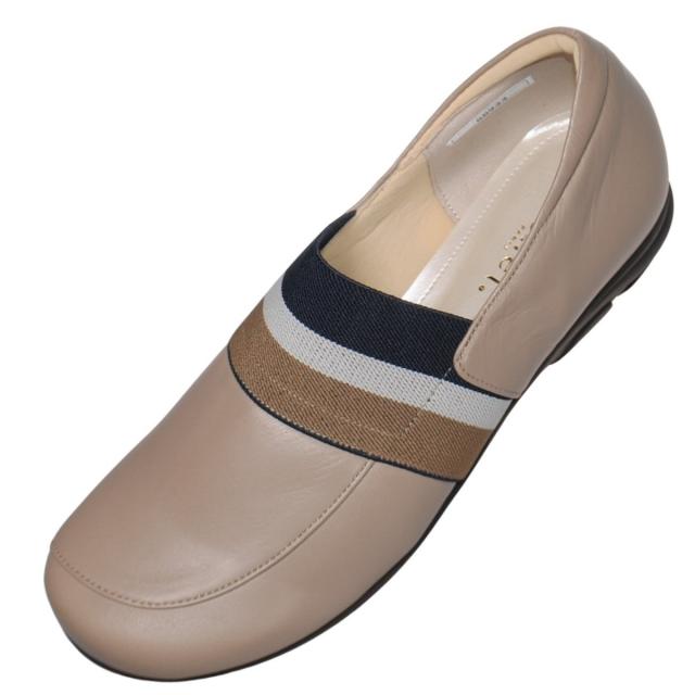 【靴のHOSHIKAWA】  『MONET 88933』 モネ グレージュ 21cm〜24.5cm EEE レディース スリッポン レザーシューズ 幅広