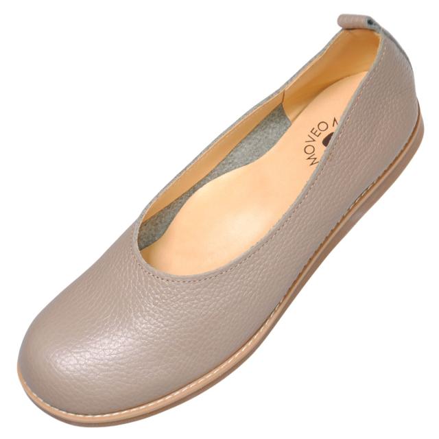 【靴のHOSHIKAWA】  『MOVEO 004』 モベオ パンプス 22.5cm〜24.5cm EEEE ぺたんこ フラット底 グレージュ カジュアル 日本製 本革 幅広