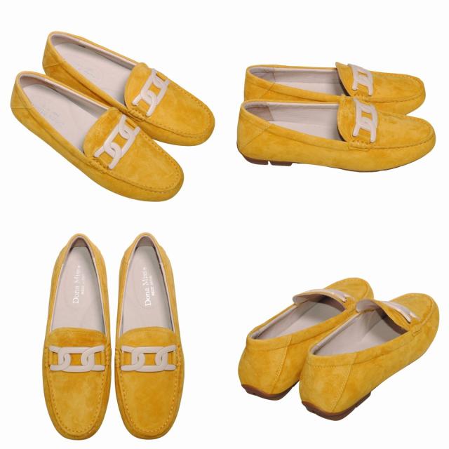 【靴のHOSHIKAWA】  『Dona Miss 10029-1Y』 21.5cm〜25cm レディース ドナミス ローファー スウェード オーク フラット スクエアトウ 低反発クッション 本革 秋冬