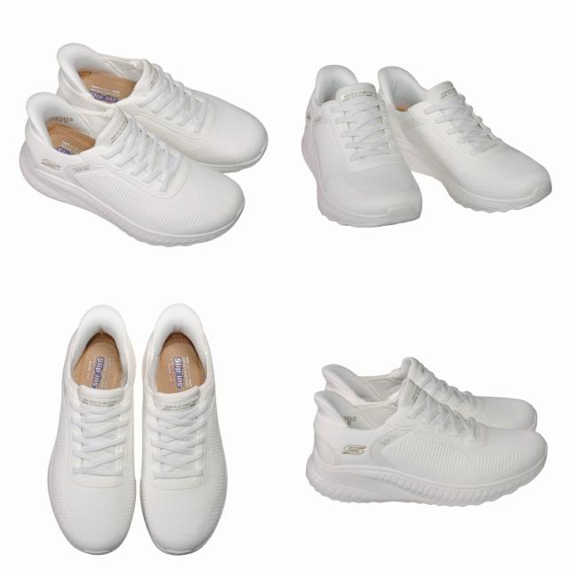 【靴のHOSHIKAWA】  『SKECHERS SPORTL 117497W』 スケッチャーズ スニーカー 22.5cm〜26.5cm レディース BOBS Sport スリッポン ストレッチ トープ 合皮 軽量