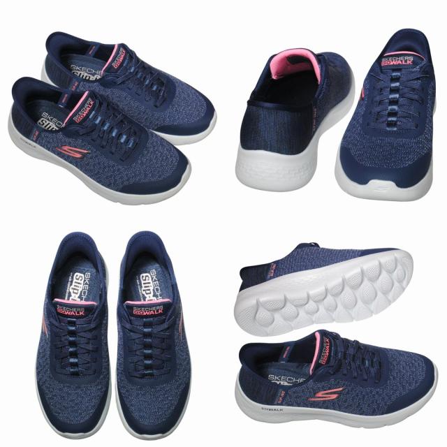 【靴のHOSHIKAWA】  『SKECHERS SPORTL 124842W』 スケッチャーズ スニーカー 22.5cm〜26cm レディース GO WALK FLEX 運動靴 スリッポン ストレッチレース ブラック 合皮 軽量