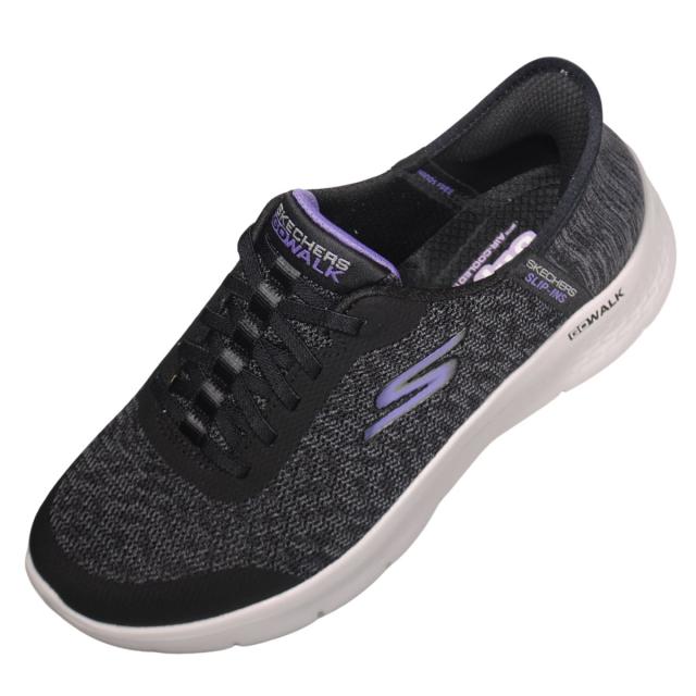 【靴のHOSHIKAWA】  『SKECHERS SPORTL 124842W』 スケッチャーズ スニーカー 22.5cm〜26cm レディース GO WALK FLEX 運動靴 スリッポン ストレッチレース ブラック 合皮 軽量