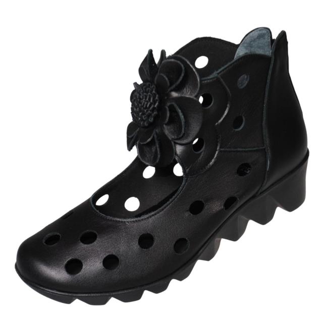 【靴のHOSHIKAWA】  『Monet 1250』 サマーブーツ モネ 22cm〜24.5cm EEE レディース ブラック カジュアル ショート丈 日本製 本革 春夏