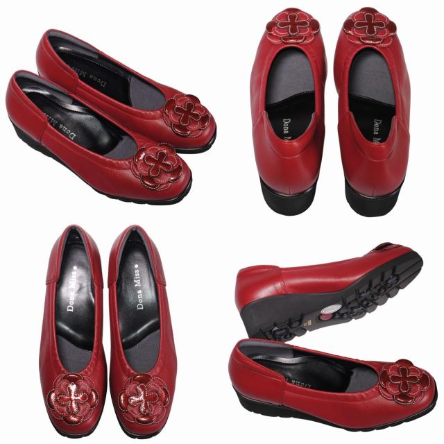 【靴のHOSHIKAWA】  『Dona Miss 1371』 ドナミス パンプス 21cm〜25cm EEE レディース オーク ウェッジソール 国産 幅広 本革の通販は