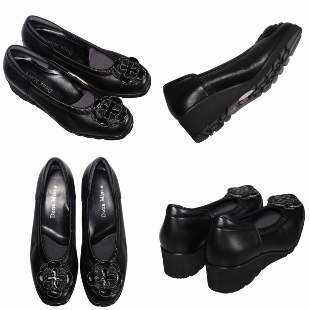 【靴のHOSHIKAWA】  『Dona Miss 1371』 ドナミス パンプス 21cm〜25cm EEE レディース オーク ウェッジソール 国産 幅広 本革の通販は