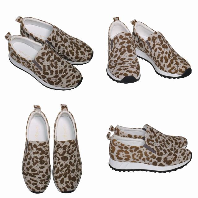 【靴のHOSHIKAWA】  『de ocho A de ocho 162-18837』 デオチョアデオチョ スリッポン 22cm〜25.5cm レディース ブラウンC レザースニーカー ラインストーン スウェード 厚底 本革