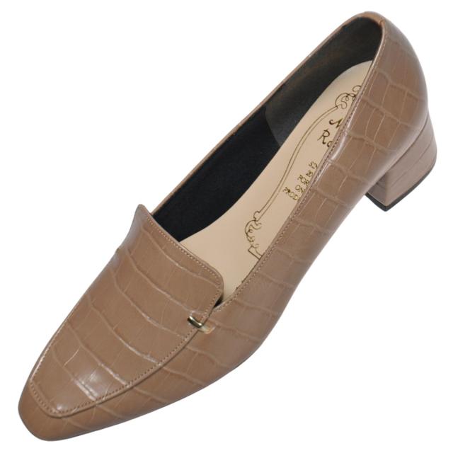 【靴のHOSHIKAWA】  『l Rouge 16604』 メタルルージュ ローファー 22.5cm〜24.5cm レディース チャコールC エナメル カジュアル ローヒール 合皮 秋冬