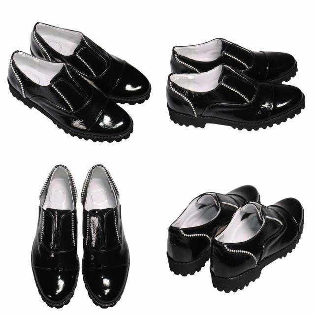 【靴のHOSHIKAWA】  『Dona Miss 2070』 ドナミス ローファー 21.5cm〜24.5cm EEE クロエナメル カジュアル レディース スリッポン 日本製 厚底