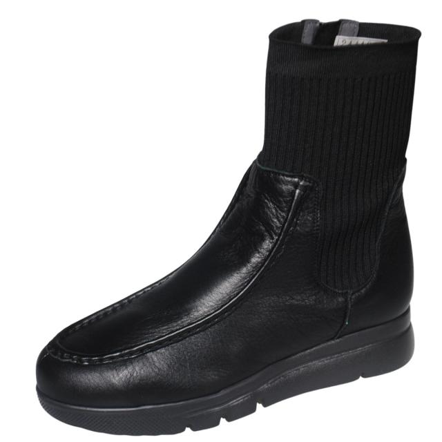 【靴のHOSHIKAWA】  『Monet 244400』 モネ ミドルブーツ 21.5cm〜25cm EEEE レディース ブラック カジュアル 内側ファスナー 日本製 本革 ニット 秋冬