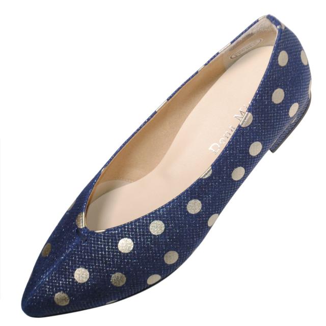 【靴のHOSHIKAWA】  『Dona Miss 2473』 ドナミス パンプス 21.5cm〜24.5cm EEE ネイビー レディース ローヒール ポインテッドトゥ 幅広 牛革 国産