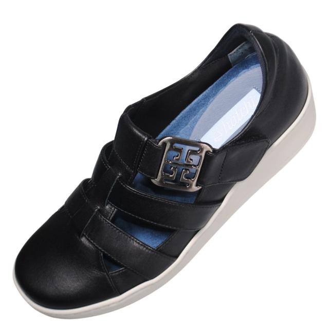 【靴のHOSHIKAWA】  『hatchi 2580』 ハッチ レザースニーカー 21.5cm〜24.5cm EEEE サンダルシューズ ベルクロ レディース ブラック 本革 国産 春夏