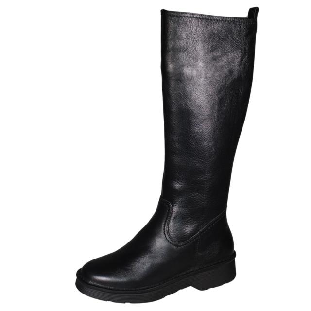【靴のHOSHIKAWA】  『Sena Moon 2845』 レディース ロングブーツ 22.5cm〜24.5 EEEE ブラック 内側ファスナー ヒール ラウンドトゥ 天然皮革 幅広 秋冬