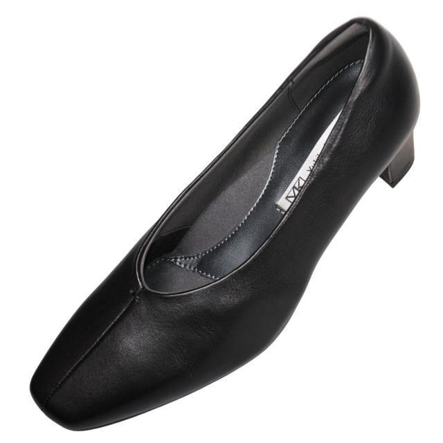 【靴のHOSHIKAWA】  『Yukiko Kimijima 3172』 ユキコキミジマ パンプス 22cm〜24.5cm EEE レディース カジュアル ブラック ローヒール 仕事履き Vカット 本革