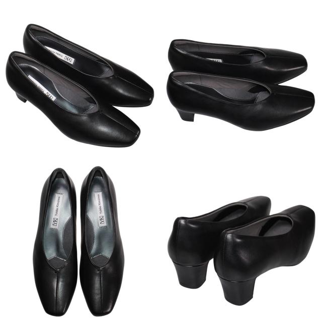 【靴のHOSHIKAWA】  『Yukiko Kimijima 3172』 ユキコキミジマ パンプス 22cm〜24.5cm EEE レディース カジュアル ブラック ローヒール 仕事履き Vカット 本革