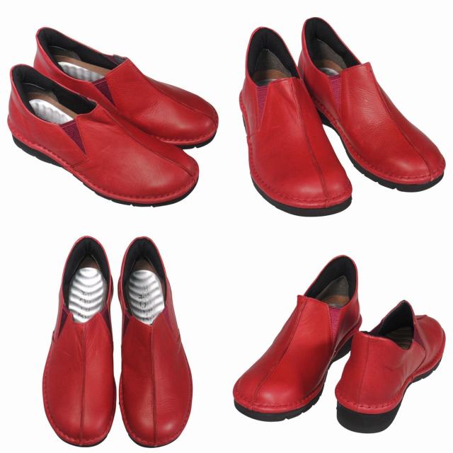 【靴のHOSHIKAWA】  『A-OK 3500』 エーオーケー ブーティー 22cm〜24.5cm EEEE ライトグレー レディース スリッポン サイドゴア 牛革 幅広 日本製 秋冬