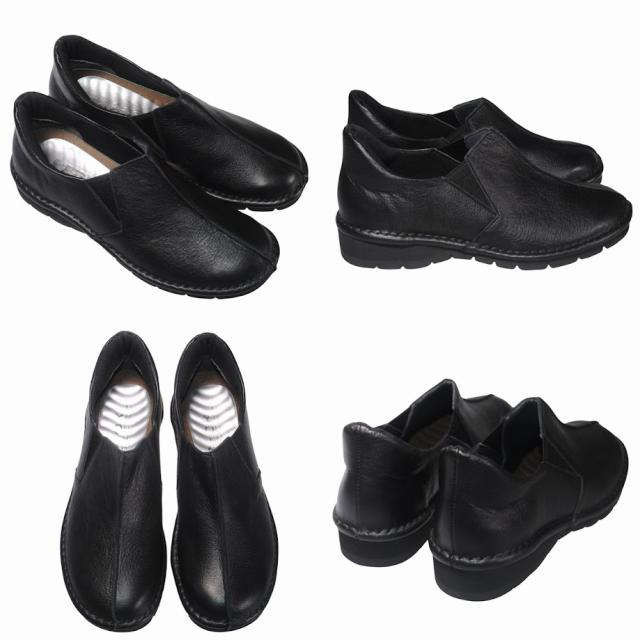 【靴のHOSHIKAWA】  『A-OK 3500』 エーオーケー ブーティー 22cm〜24.5cm EEEE ライトグレー レディース スリッポン サイドゴア 牛革 幅広 日本製 秋冬