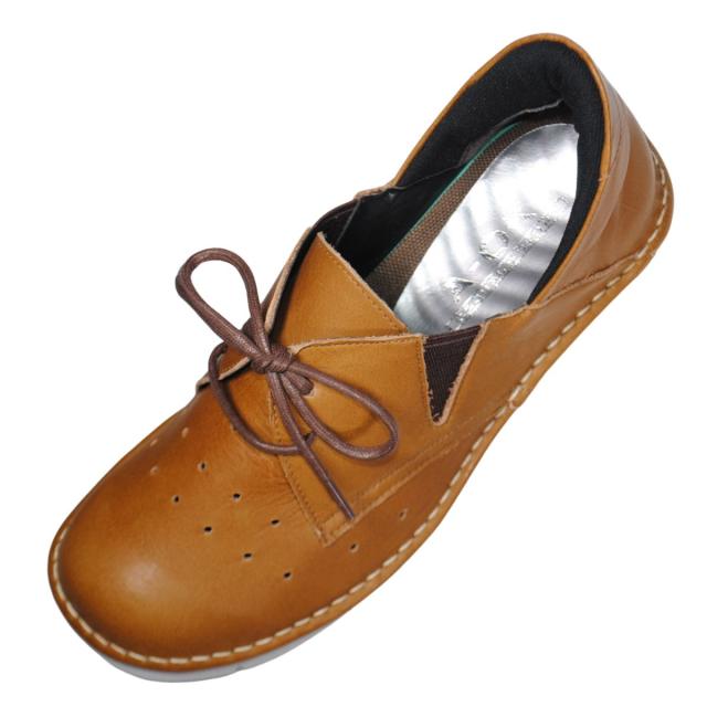 【靴のHOSHIKAWA】  『A-OK 3504』 エーオーケー スリッポン 22cm〜24.5cm EEEE ブラウン カジュアル レディース ローヒール サイドゴア 牛革 幅広 国産