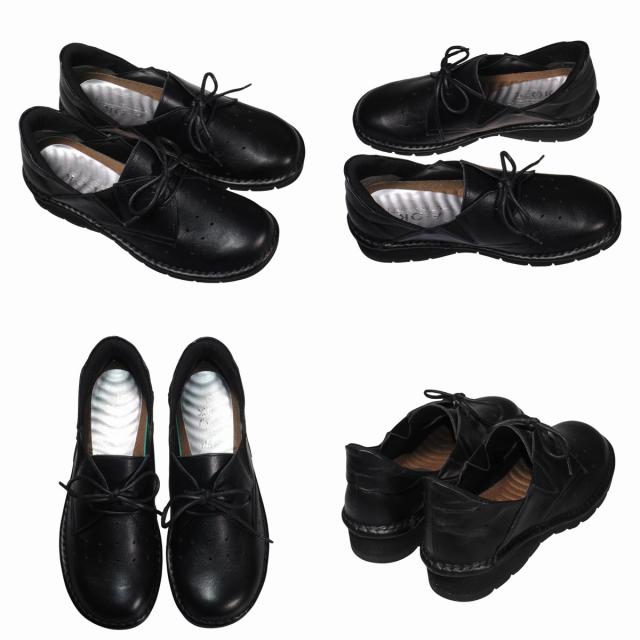 【靴のHOSHIKAWA】  『A-OK 3504』 エーオーケー スリッポン 22cm〜24.5cm EEEE ブラック カジュアル レディース ローヒール サイドゴア 牛革 幅広 国産