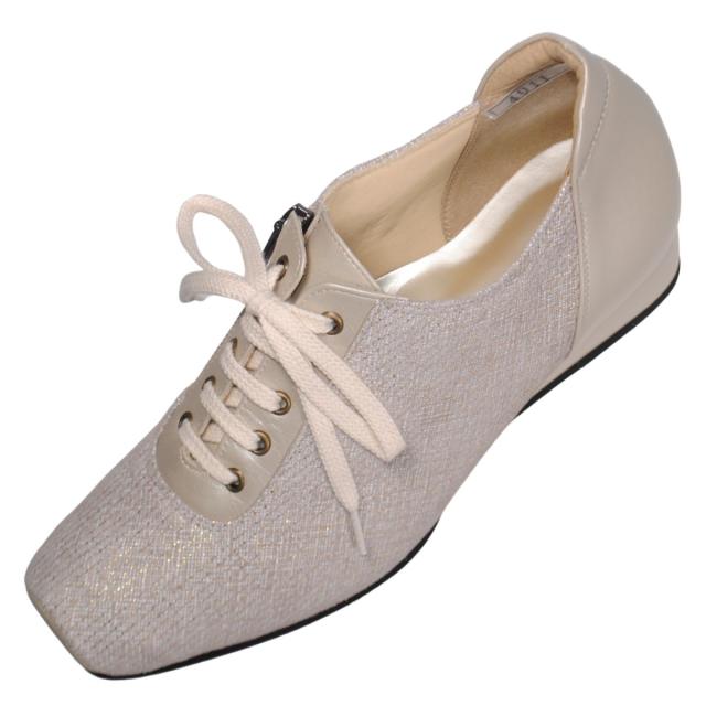 【靴のHOSHIKAWA】  『Dona Miss 4011』 ドナミス レースアップ 21.5cm〜25cm EEE ベージュ レディース カジュアル レザーシューズ 国産 天然皮革