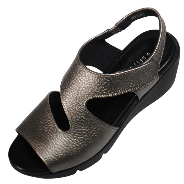 【靴のHOSHIKAWA】  『Dona Miss 410』 ドナミス パックベルトサンダル S M L LL EEEE レッド レディース オープントゥ ヒール ウェッジソール マジックテープ 日本製 厚底 本革 春夏 靴のHOSHIKAWA】 『Dona Miss 410』 ドナミス パックベルトサンダル