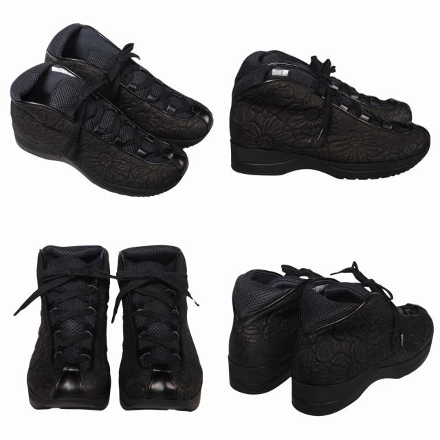 【靴のHOSHIKAWA】  『SPORTS NINE 550』 スポーツナイン ブーティー 21.5cm〜25cm ブラック レースアップ カジュアル ブーツ ショート丈 ブラック フラワー型押し 幅広 本革 国産 秋冬