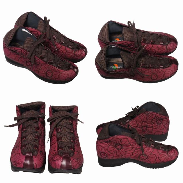 【靴のHOSHIKAWA】  『SPORTS NINE 550』 スポーツナイン ブーティー 21.5cm〜25cm ブラック レースアップ カジュアル ブーツ ショート丈 ブラック フラワー型押し 幅広 本革 国産 秋冬