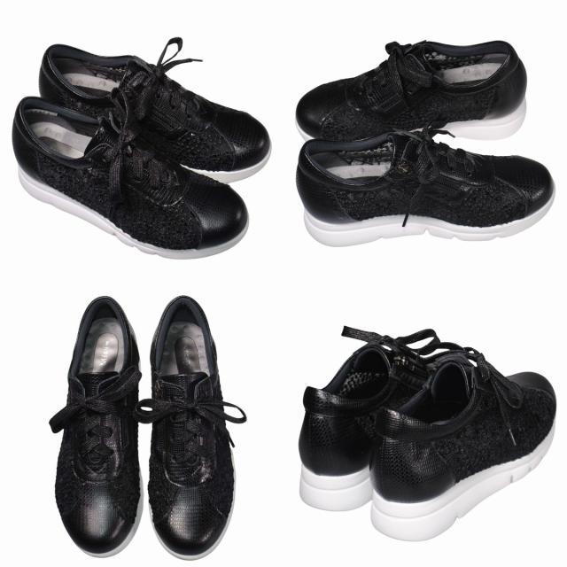 【靴のHOSHIKAWA】  『Dona Miss 57824』 ドナミス コンフォートシューズ 21.5cm〜25cm EEEE ホワイト チュールレース レディース レースアップ 幅広 牛革 国産 春夏