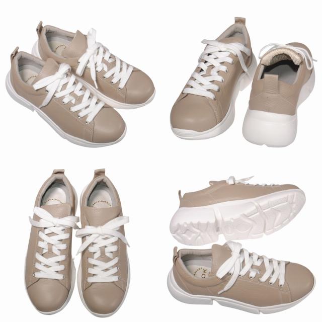 【靴のHOSHIKAWA】  『A-OK 602』 エーオーケー スニーカー 22cm〜24.5cm EEEE オーク レースアップ レディース 低反発クッション 牛革 厚底 幅広 日本製