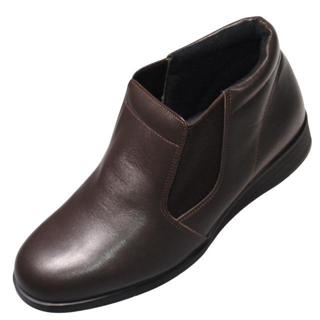 【靴のHOSHIKAWA】  『SALON DE GRES 6057』 サロンドグレー ショートブーツ 22cm〜24.5cm EEEE ダークブラウン レディース サイドゴア ブーティー 日本製 本革 外反母趾 防寒 防滑 秋冬